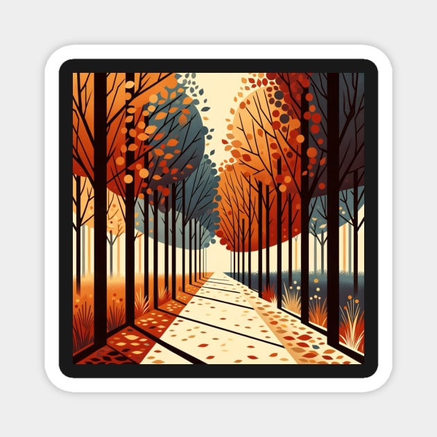 Pathway to Autumn: A Seasonal Journey Magnet by heartyARTworks