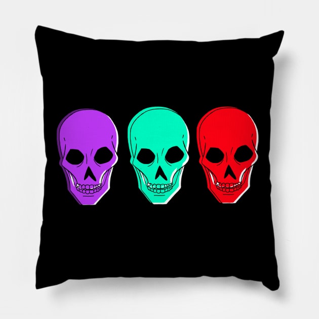 Spooky Skulls in Color Pillow by TaliDe