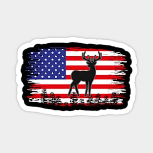 Deer and USA Flag Patriotic Distressed Magnet