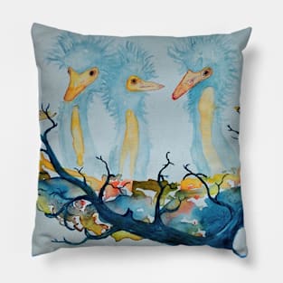 Baby Herons in nest, bird art, wildlife designs Pillow