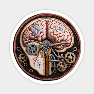 Clockwork Brain Embroidered Patch Magnet