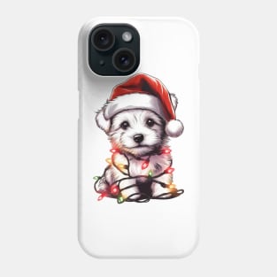 Adorable Dog Christmas Lights Santa Hat Phone Case