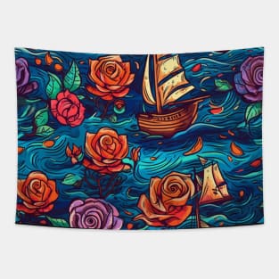 Sailing boats pattern Tapestry