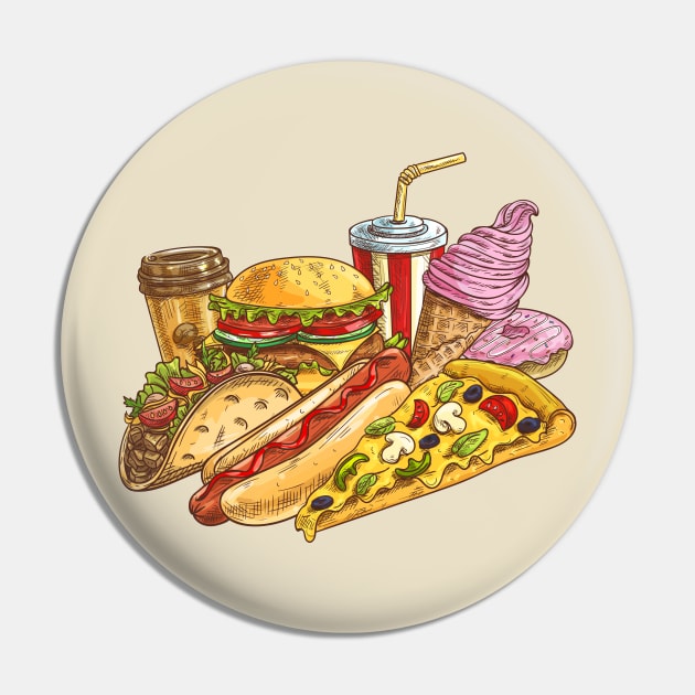 Fast food Junk Pin by Mako Design 