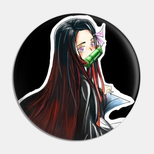 nezuko in kawaii landscape in demon slayer Pin