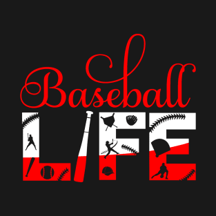 Men_s Women_s T Shirt Baseball Life White Red Ball Funny T-Shirt