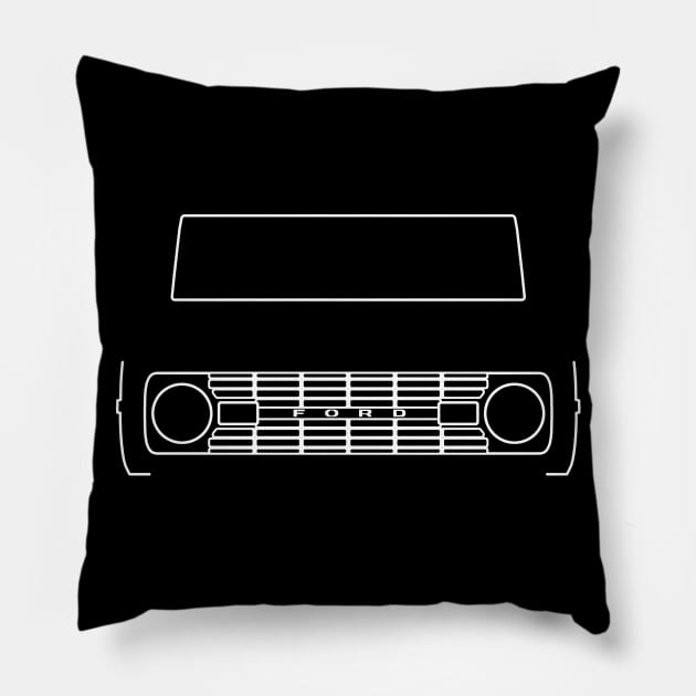 1970 Ford Bronco classic 4x4 truck outline graphic (white) Pillow by soitwouldseem