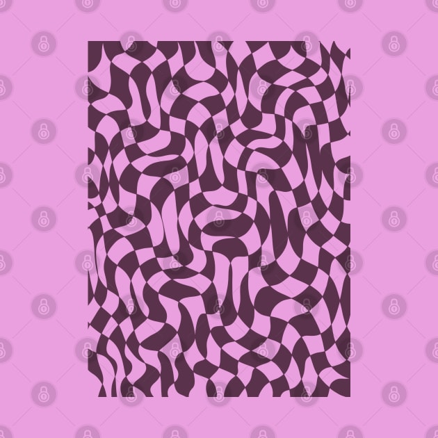 Dark Purple and Pink Distorted Warped Checkerboard Pattern IV by Velvet Earth