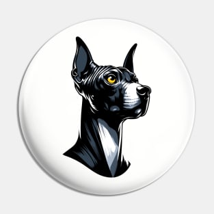 Stunning and Cool American Hairless Terrier Monochrome and Gold Portrait for Father's Day Pin