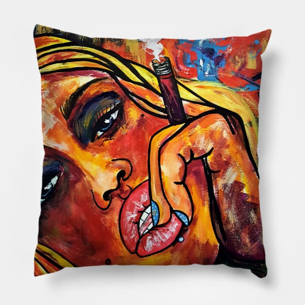 Smoking at the lounge 5 Pillow by amoxes