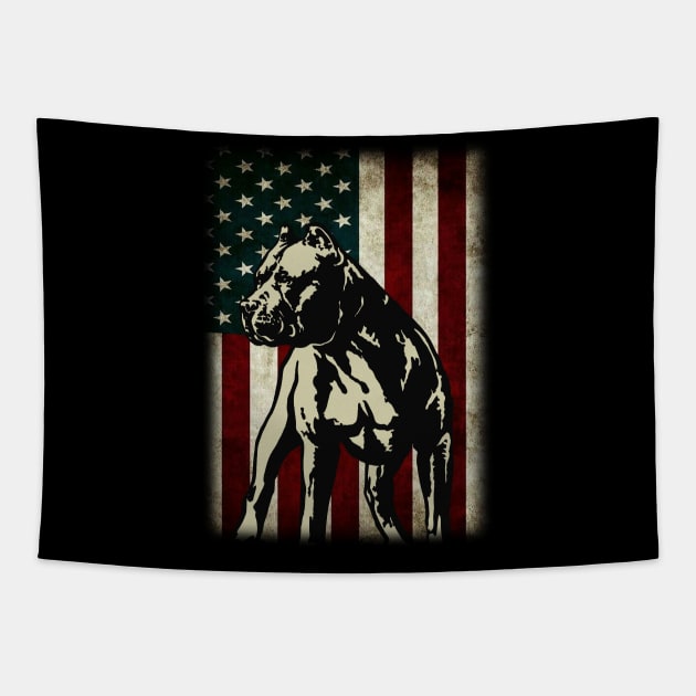 Funny Pitbull Patriotic 4th of July American Flag Gift Tapestry by Kaileymahoney