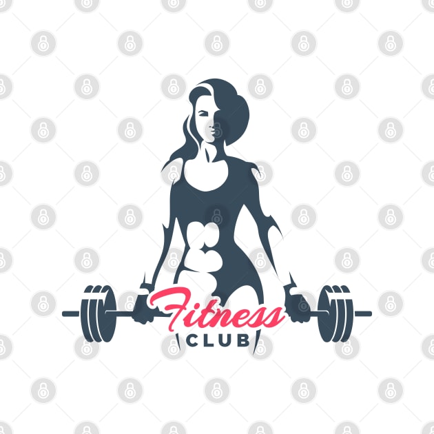 Fitness Club Logo Woman Holds Barbell by devaleta