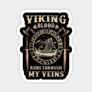 Vikings T-Shirt Viking Blood Valknut Valhalla Warrior Shirt Norse Mythology Magnet