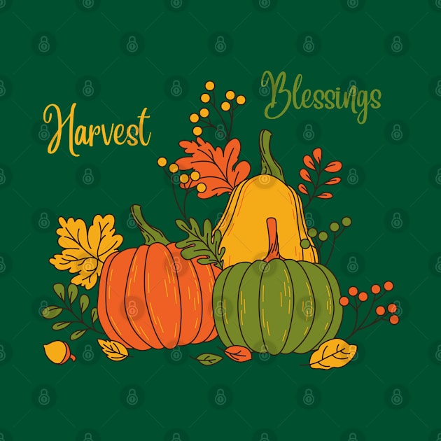 Harvest Blessings Fall Season Pumpkin Halloween Thanksgiving and Fall Color Lovers by BellaPixel