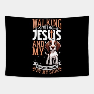 Jesus and dog - Bracco Italiano Tapestry