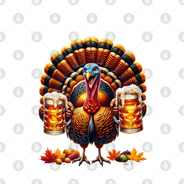 Let's Get Basted | Thanksgiving Turkey Drinking Beer by blueduckstuff