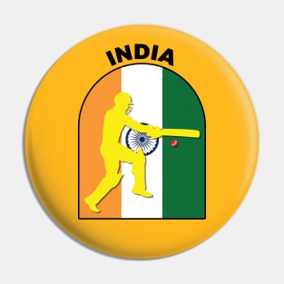 India Cricket Batsman India Flag Pin