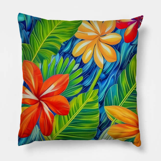 Tropical Flowers Two Pillow by BlakCircleGirl