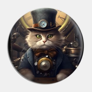 Stylish Steampunk Cat Pin