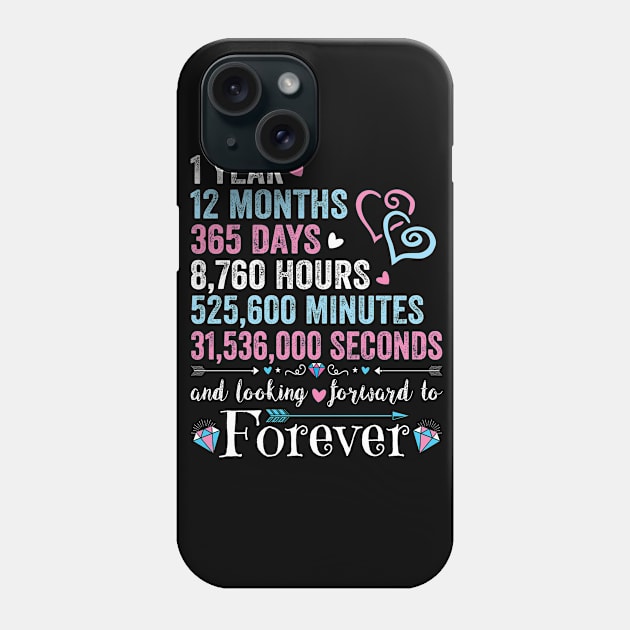 1st Wedding Anniversary Tshirt Matching Couple 1 Year Wedding Marriage Gift  for Husband and Wife Phone Case by BestSellerDesign