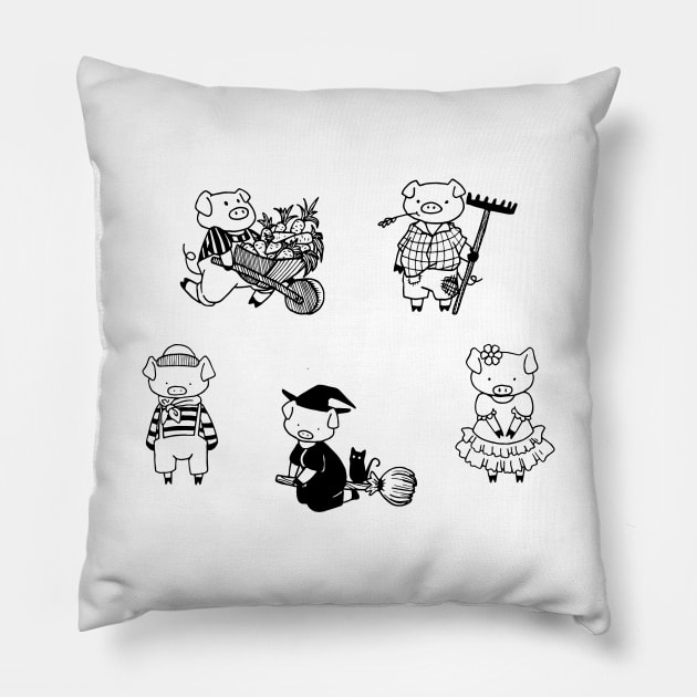 Cute Piggy Sticker Pack - Cute Pigs Pillow by MysticMagpie