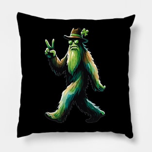 St. Patrick's Day - Irish Green Yeti Flashing Peace Sign Pillow