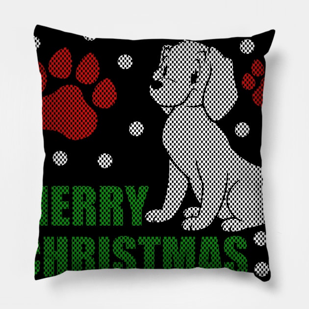Merry Christmas dog ugly sweater Pillow by Him