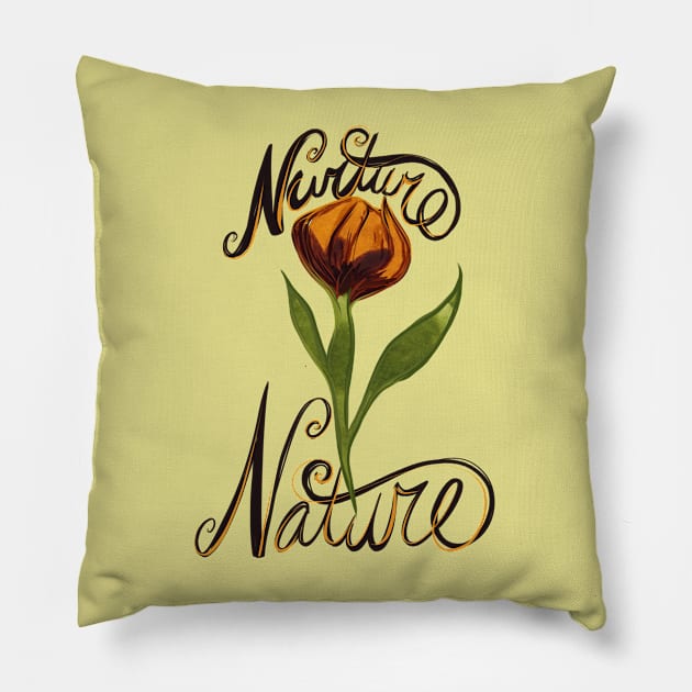 Nurture Nature Flower Pillow by bubbsnugg