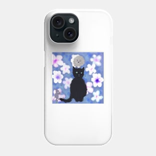 Blackcat and mollymawk chic on her head a rat sneaking past Phone Case