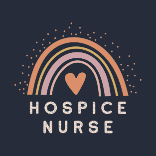 Hospice Nurse - Boho Casual Rainbow Dark Design T-Shirt