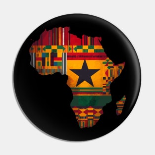 African Map Kente Pattern Ghana Flag Pin