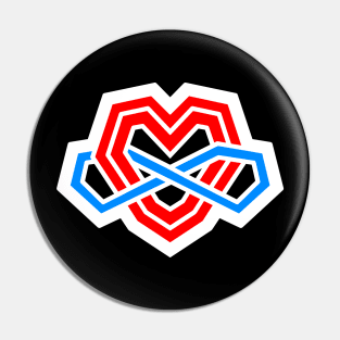 Polyamorous Pride Infinity Heart Symbol - Poly - White Red Blue - Polyamory Pin