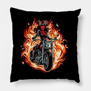 Devil girl on bike Pillow