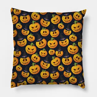 Halloween Pumpkin Face Witch Pattern Pillow