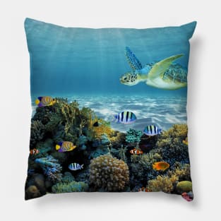 Aquatic Coral Reef Background Pillow