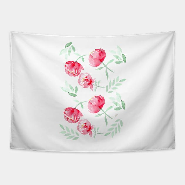 Watercolour Romantic Roses Tapestry by annalisaamato