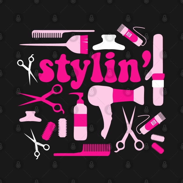 Stylin' Pink Hair Stylist Salon Barber Curling Iron Blow Dryer Styling Tools by JessDesigns