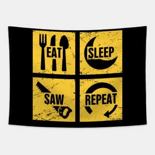 Eat, Sleep, Saw, Repeat | Funny Carpenter Graphic Tapestry