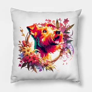 Irish Terrier Joyful Portrait, Ideal Mother's Day Dog Mom Gift Pillow