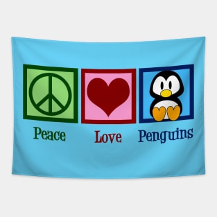 Pretty Peace Love Penguins Tapestry