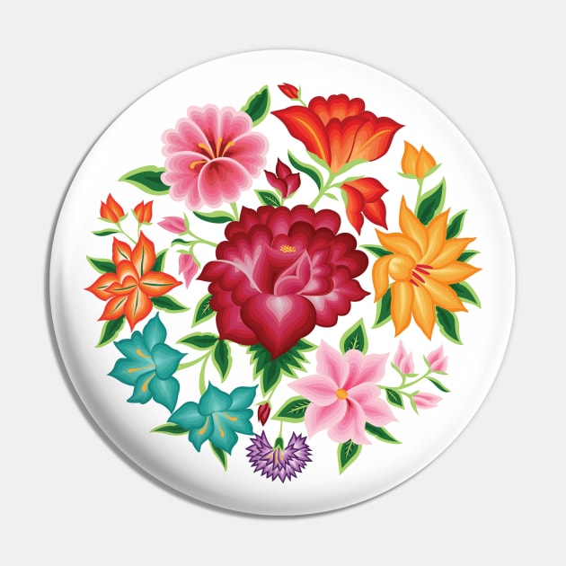 Mexican Floral Bouquet Pin by Akbaly