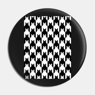 Black and White Cats Houndstooth Pattern Pin