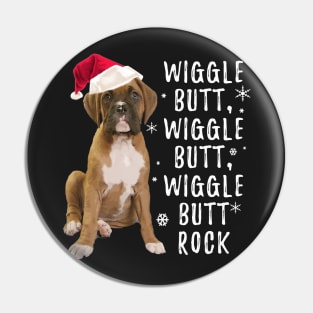 Wiggle Butt Rock, Boxer Dog Sweater for the Holidays Pin