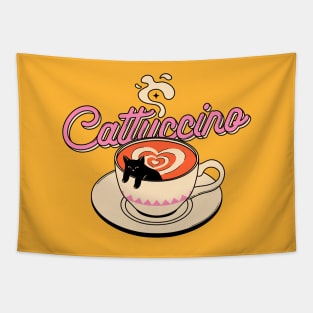 Cappuccino Black Cat in yellow Tapestry