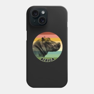Hippo Face Close-up on Vintage Retro Africa Sunset Phone Case