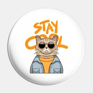 Illustration of a cool cat with a jacket and glasses Pin