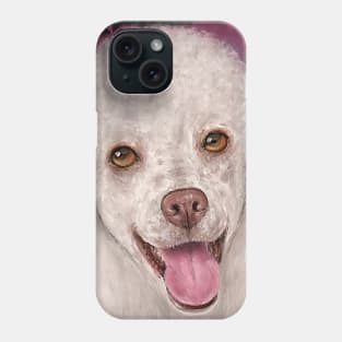 Painting of a White Mini Poodle Smiling Phone Case