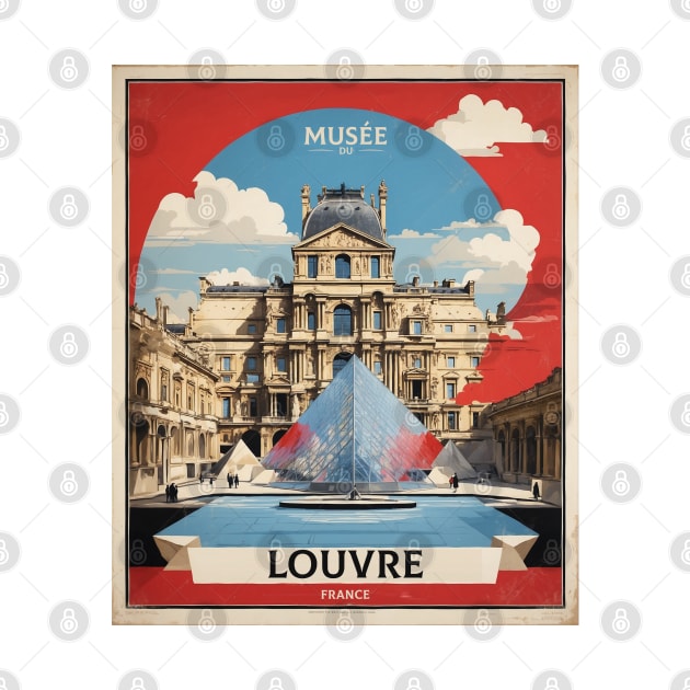 Musee du Louvre France Tourism Vintage Poster by TravelersGems