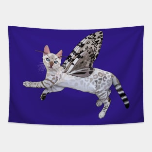 Snow Lynx Bengal Leopard Moth Flitter Kitty Tapestry