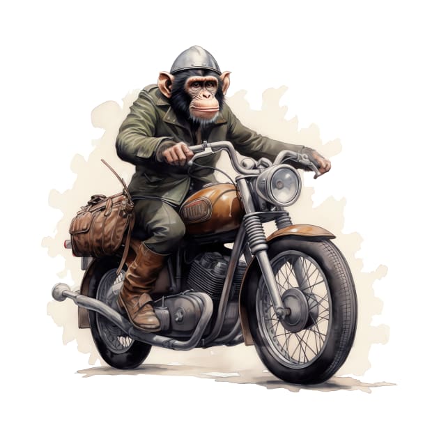 Monkey Biker Retro Motorcycle by Nenok